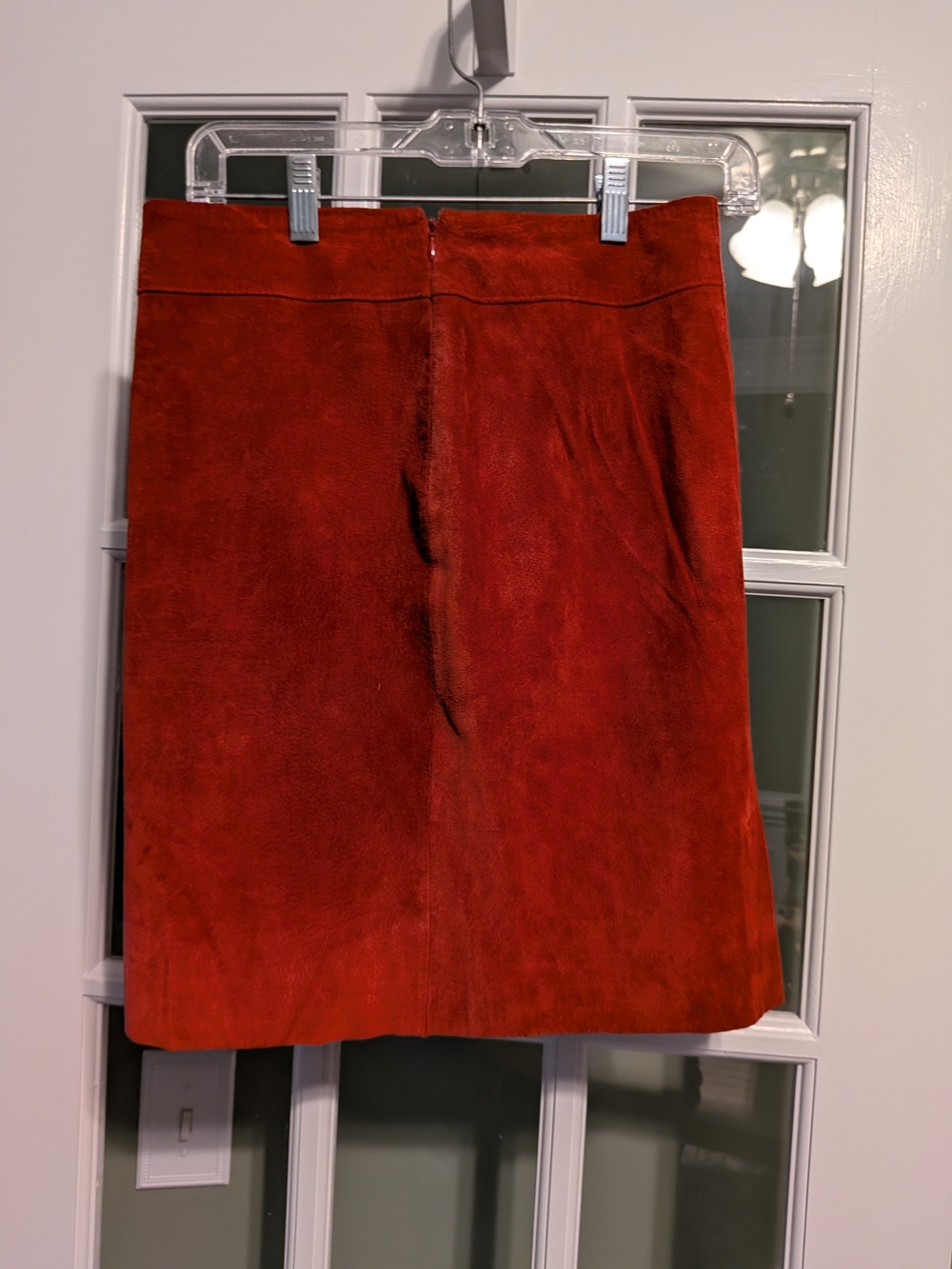 Vintage Express Bright Red Genuine Suede A-Line Mini Skirt Size 1/2 Y2K - Picture 2 of 3